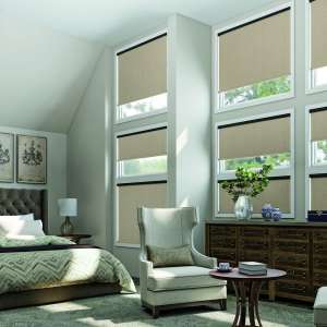 Рулонная штора Somfy Sonesse 40 WT, светло-бежевый, blackout, настенная кнопка, 0.6 м (арт. 31963)