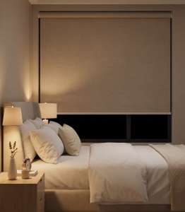 Рулонная штора Somfy Sonesse 30 Ultra АКБ, бежевый, blackout, 0.6 м